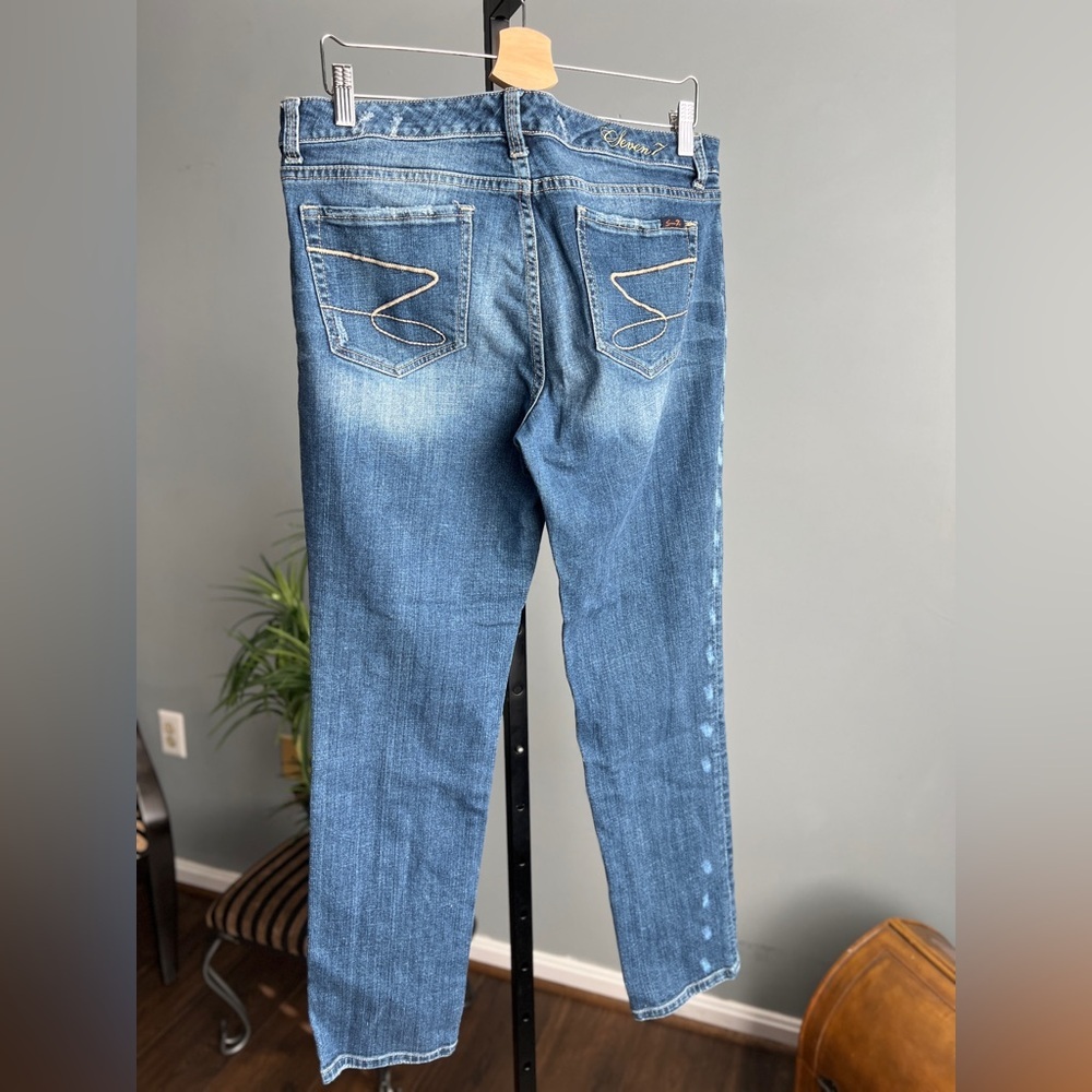 Seven7 Skinny Distressed Stretch, Women's Jeans Pants, medium blue size 12 - Picture 6 of 6
